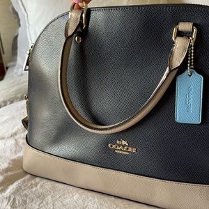 Blue and tan coach purse
